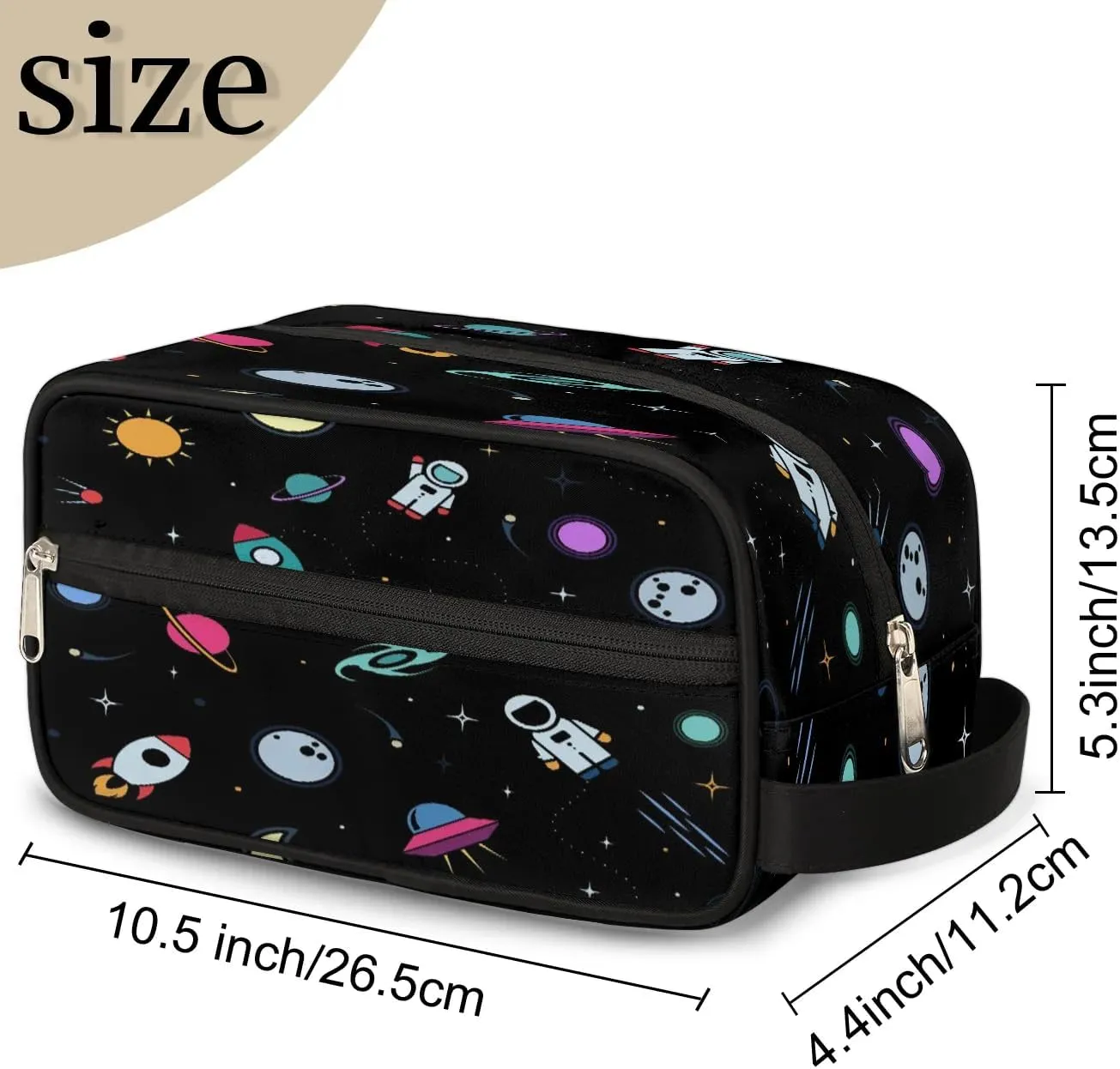 Rocket Earth Astronaut Travel Toiletry Bag for Women Men Small Cosmetic Makeup Organizer Water Resistant Shaving Bag Portable Make Up Bag Storage Bags with Handle
