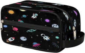 Rocket Earth Astronaut Travel Toiletry Bag for Women Men Small Cosmetic Makeup Organizer Water Resistant Shaving Bag Portable Make Up Bag Storage Bags with Handle