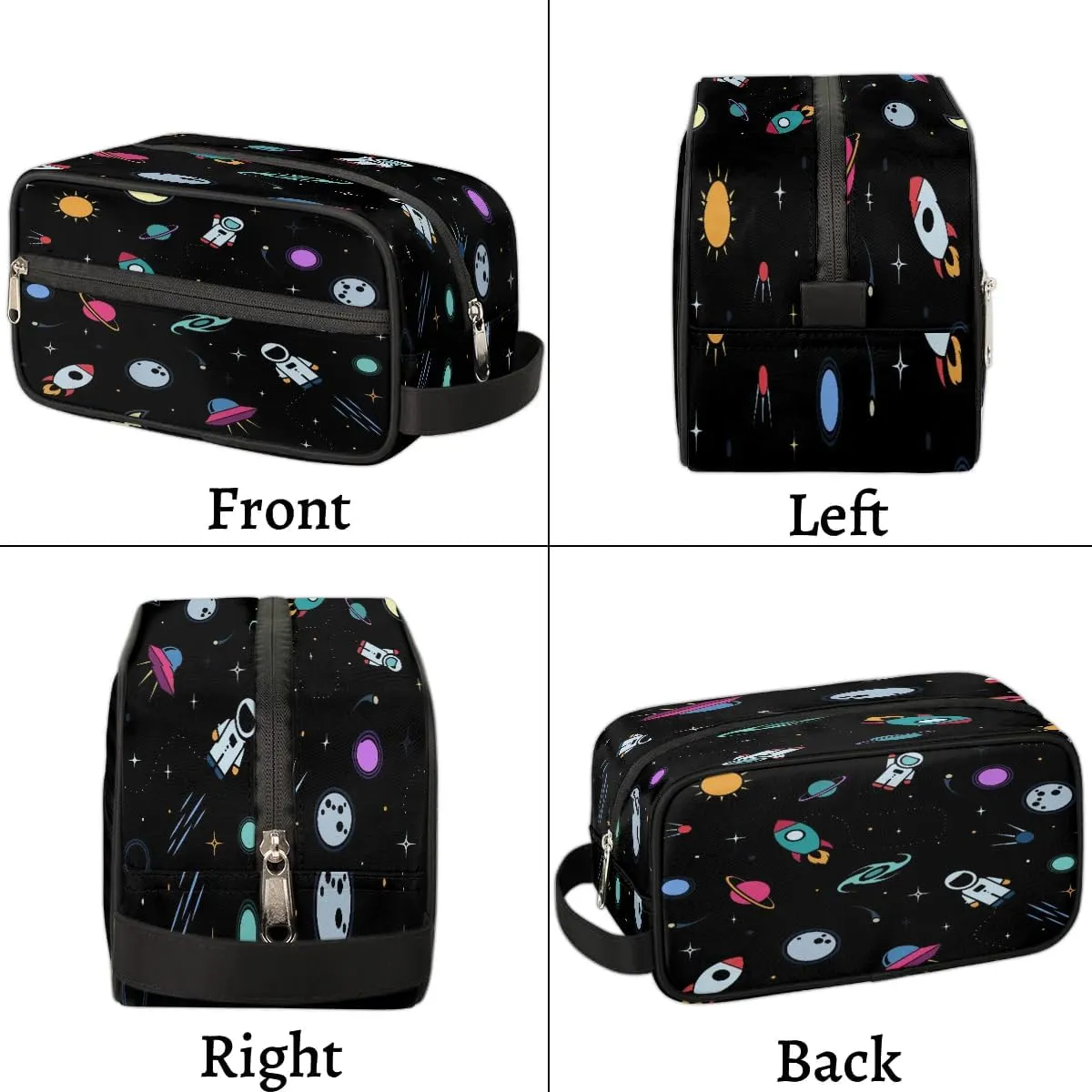 Rocket Earth Astronaut Travel Toiletry Bag for Women Men Small Cosmetic Makeup Organizer Water Resistant Shaving Bag Portable Make Up Bag Storage Bags with Handle