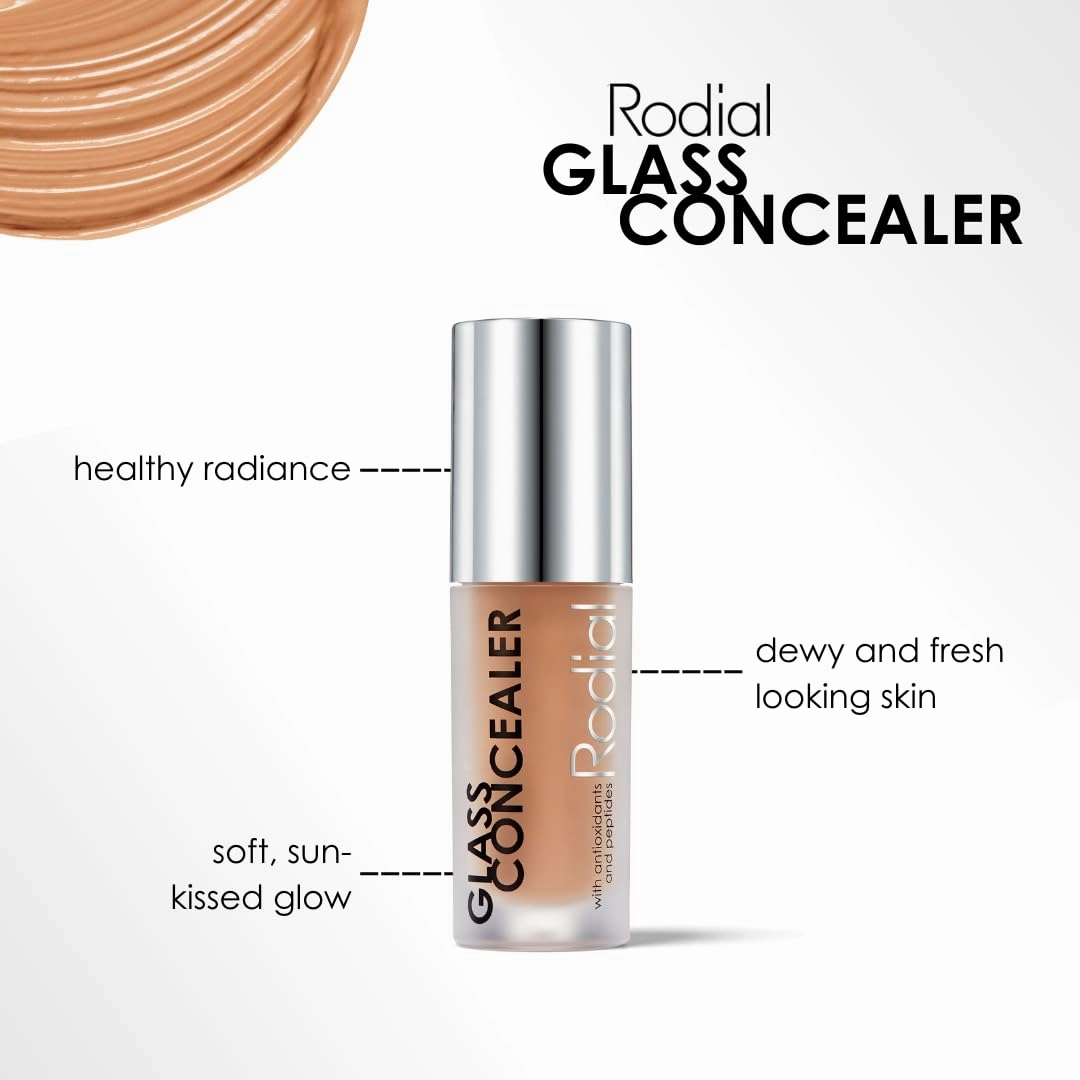 Rodial Glass Concealer Shade 3 - Luminous, Full-Coverage Cream with Peptides and Antioxidants for Flawless Skin, 0.1 fl. oz.