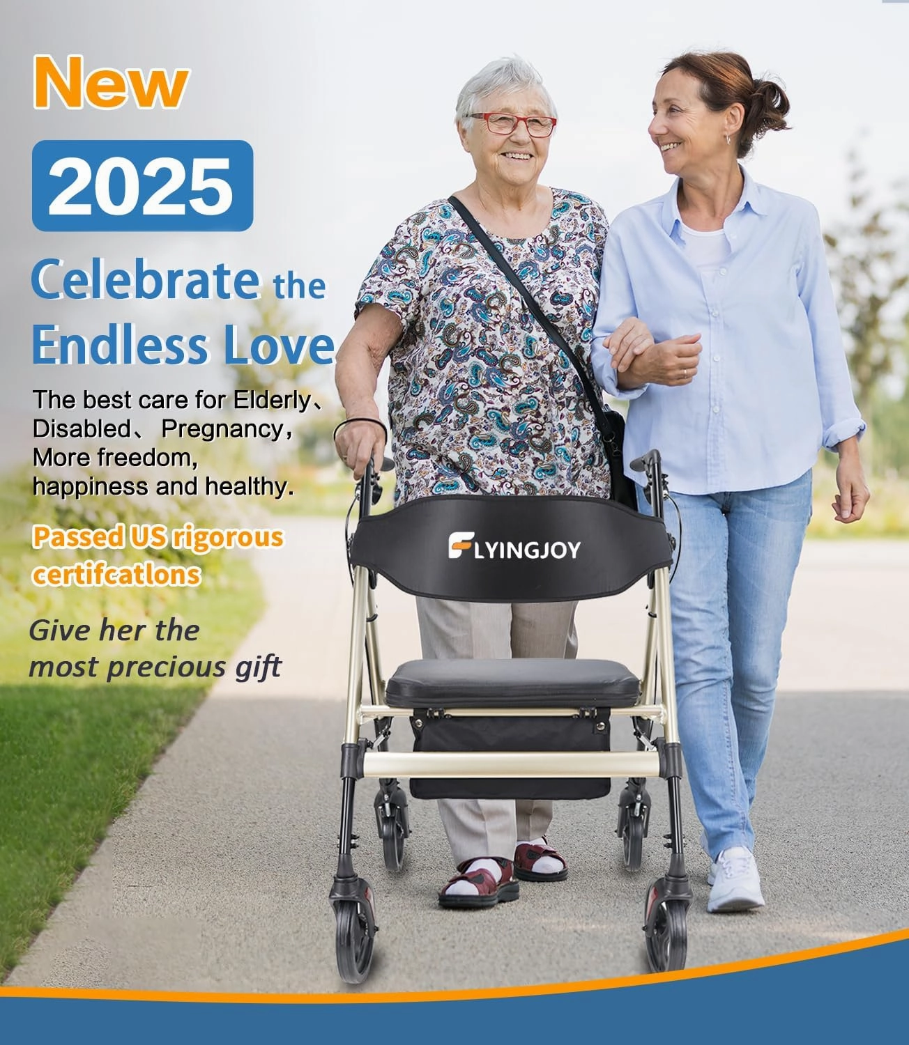 Rollator Walker with Seat,450Lb Rolling Walker, Extra-Wide Heavy-Duty Rollator Walker with Seat and Brakes for Seniors and Adults Bariatric with Large Aluminum (Champagne)