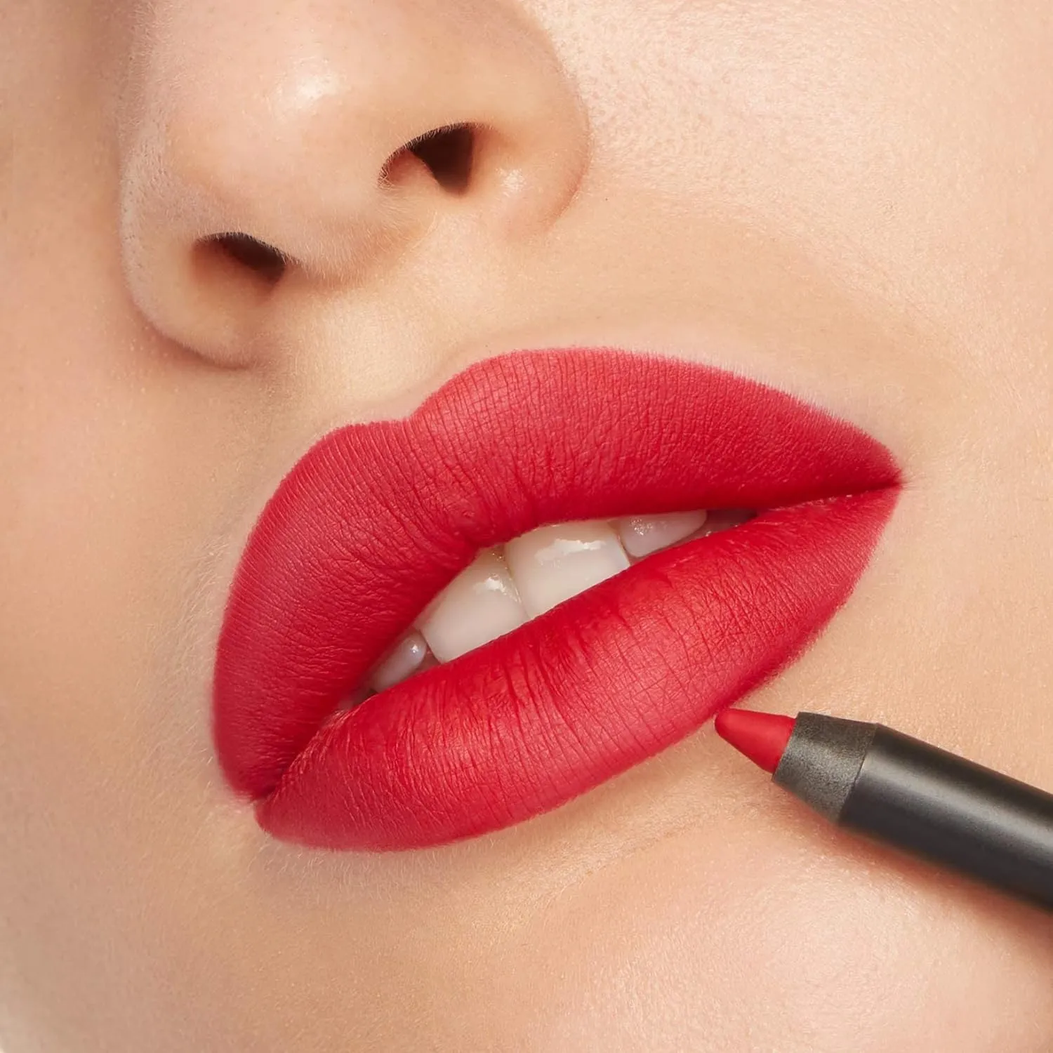 Romanovamakeup Sexy Contour Lip Liner READY TO RED. Makeup and Built-in-Brush RED SHADE. Smooth, Long Lasting, Easy Glide-on Pencil Gift for Women to Create Natural-looking, Visually Full Lips.