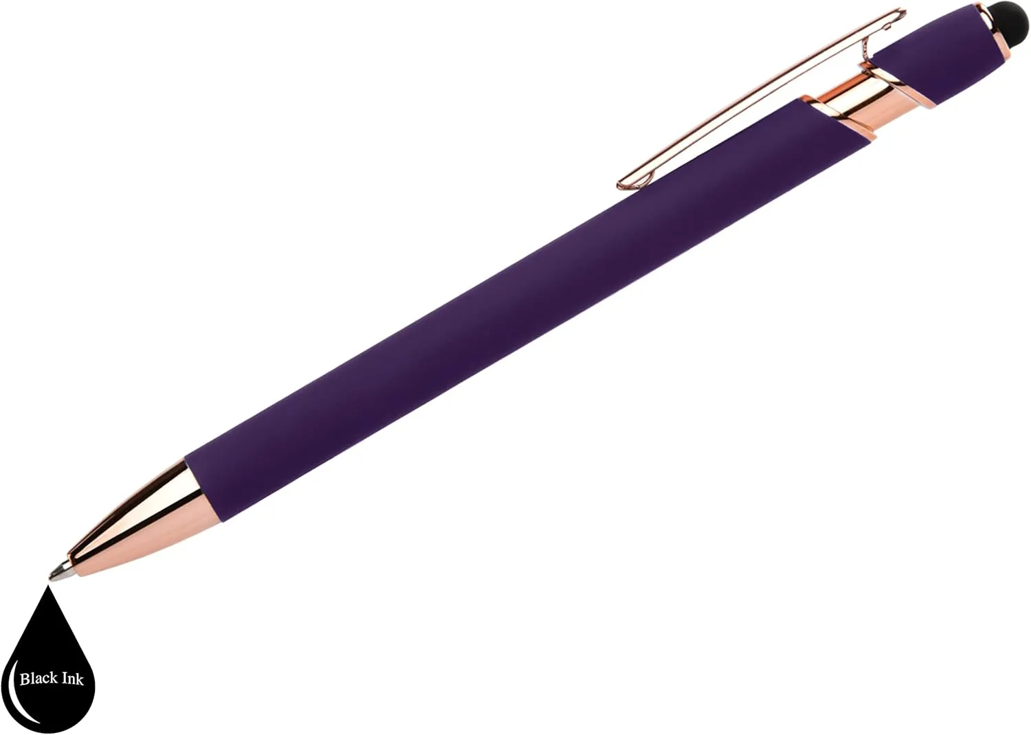 Rose Gold Rubberized Soft Touch | Rose Gold Colors | Ballpoint Pen with Stylus Tip a stylish, premium metal pen, black ink, medium point (Assorted, 7 Pack)