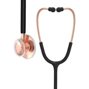 Rose Gold Stethoscope, Gift for Nurses, Doctors & Medical Students, Dual Head for Home Health Use with Accessories Name Tag (Without EVA Case, Night Black)