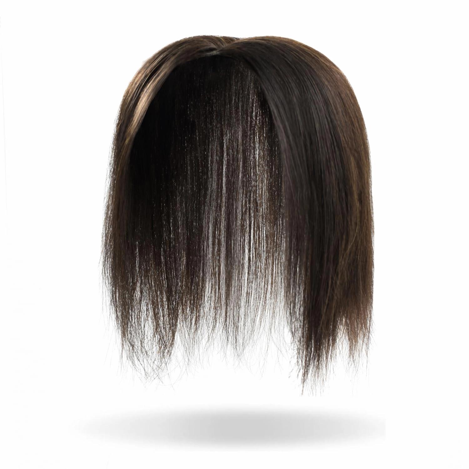 Rose bud Clip in Human Hair Toppers Seamless Hairpiece Toupee for Women Lace Base Topper for Thicking Hair 14 Inch Dark Brown Soft Hair