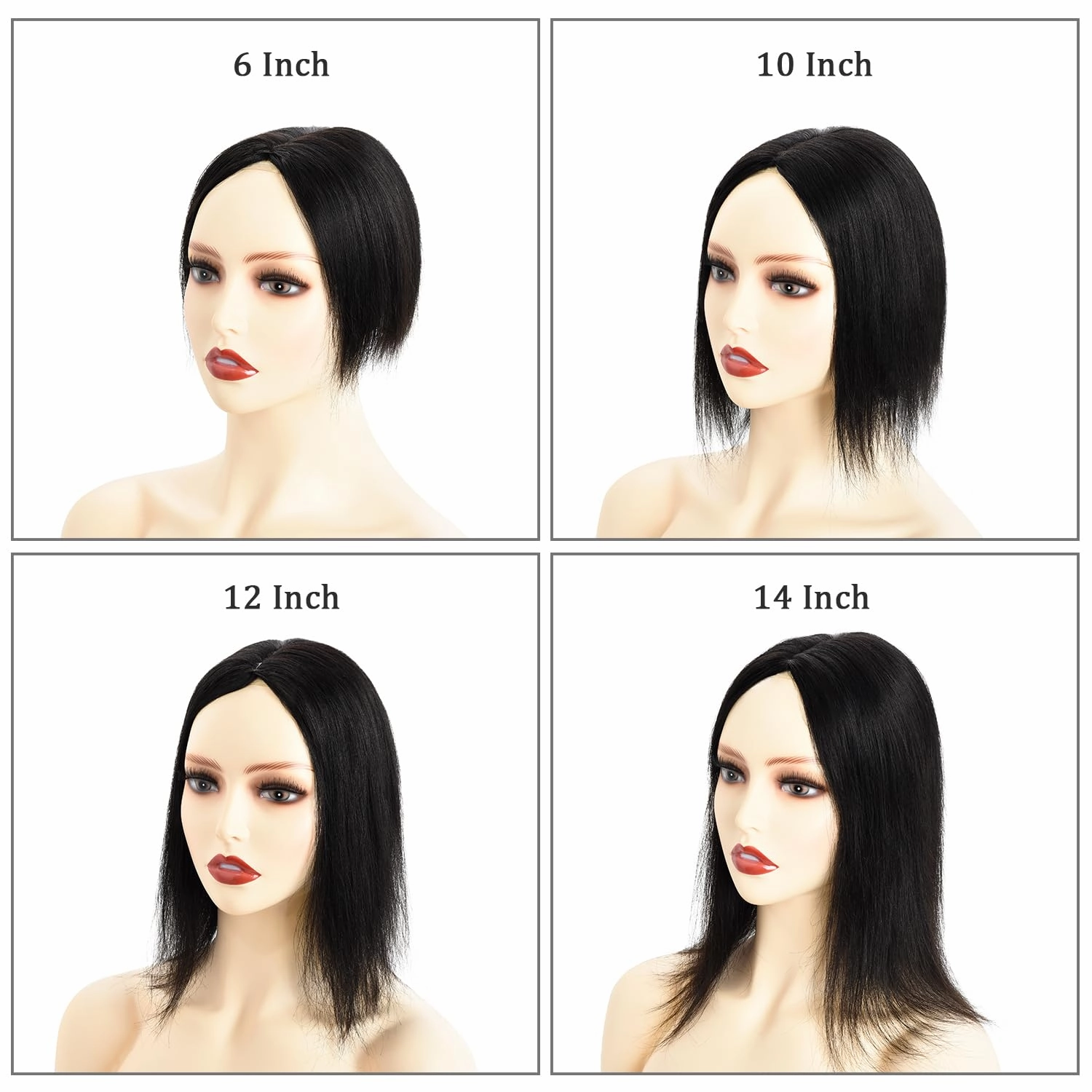 Rose bud Clip in Human Hair Toppers Seamless Hairpiece Toupee for Women Lace Base Topper for Thicking Hair 14 Inch Dark Brown Soft Hair
