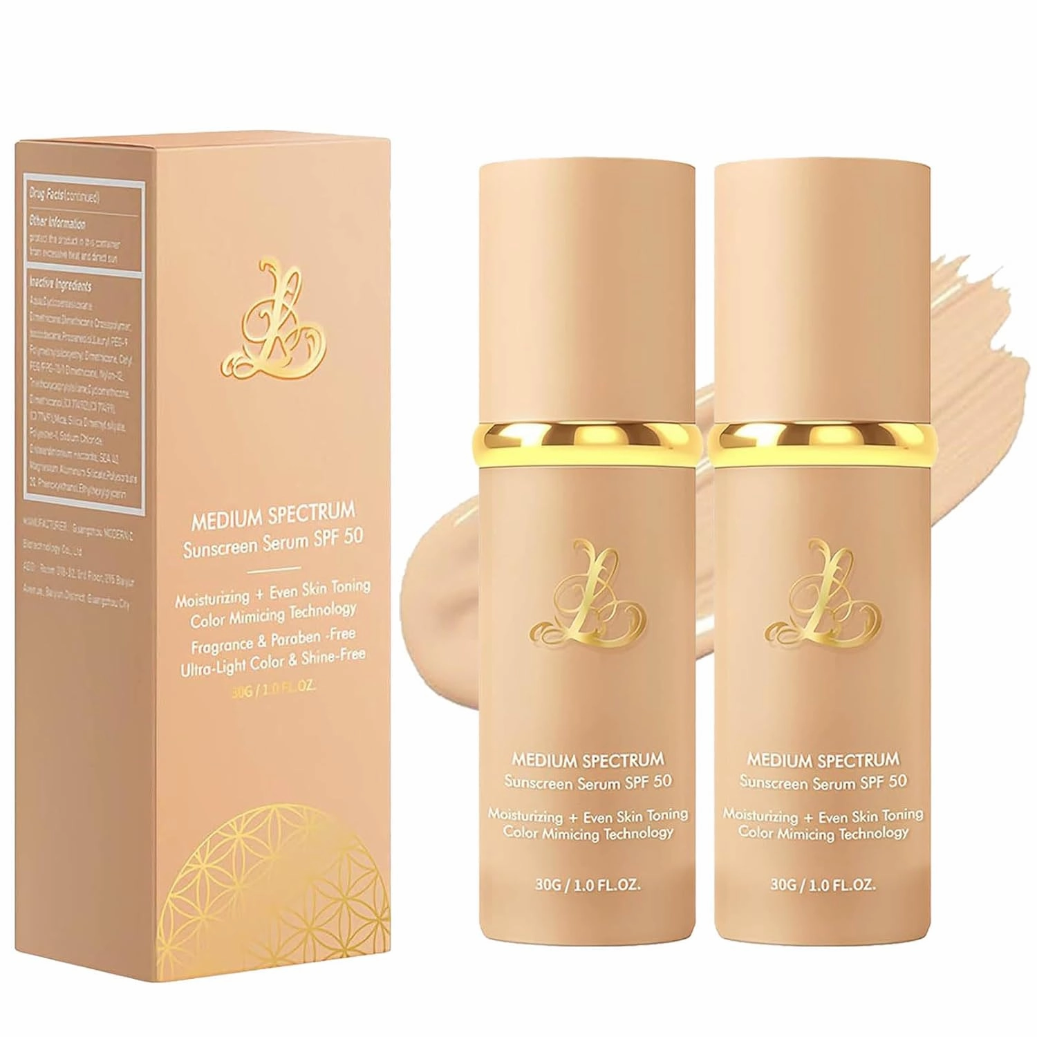 Rose France 4 In 1 Ultra Blend Color Changing Foundation, Lunora Medium Spectrum Foundation Makeup, Waterproof & Hydrating,Full Coverage & Long Lasting (Pack of 2)