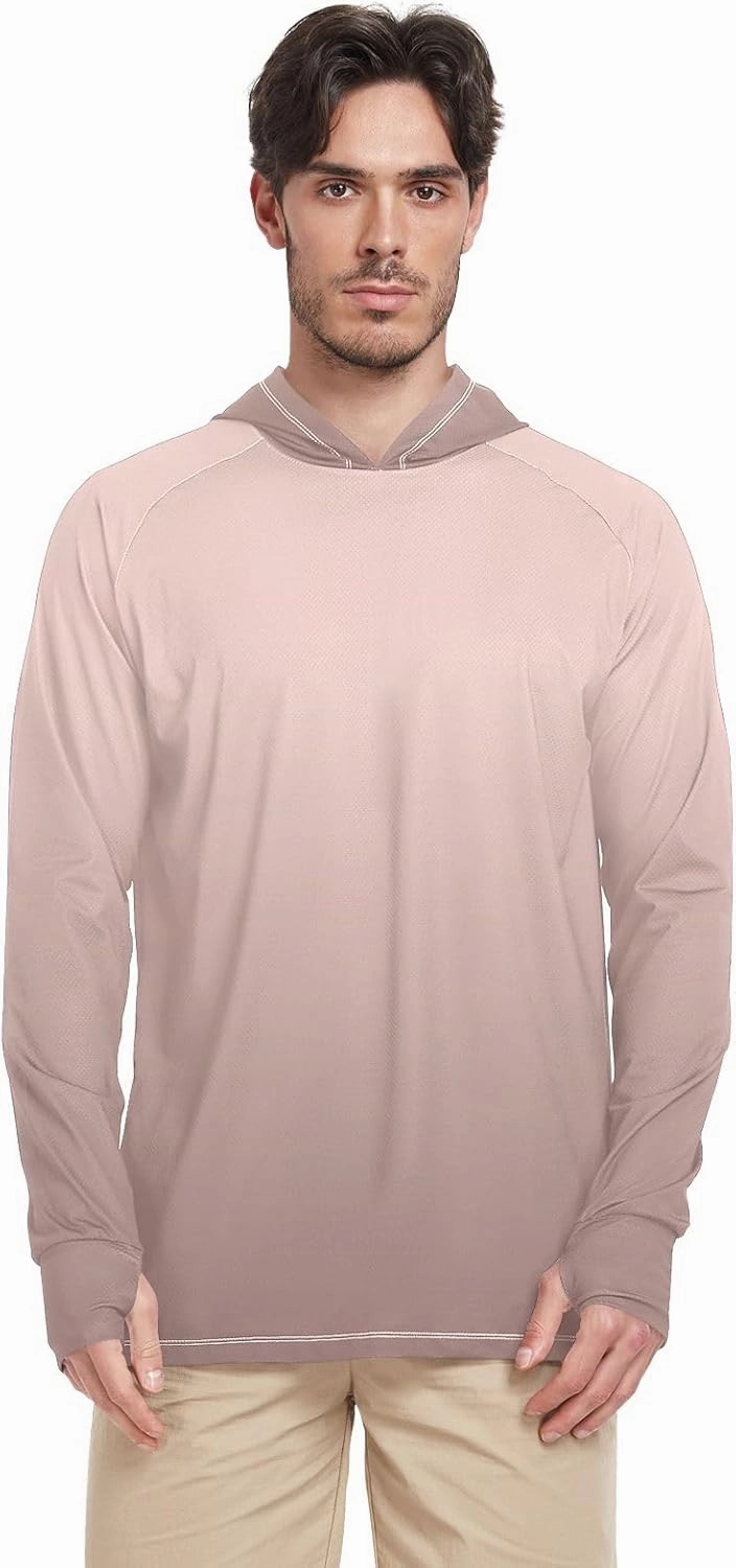 Rose Gold Gradient Uv Blocking Clothes, Cooling Shirt, Light Weight Hoodie, UPF 50  Fishing Sun Shirts for Men