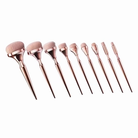 Rose Gold Makeup Brush Kit 9pcs Set for Women Blending Brush for Makeup Sturdy Handle for Travel