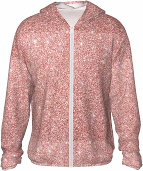 Rose Gold Pink Glitter Men Women Full Zip Sun Protection Hoodie Packable Outdoor Hiking -