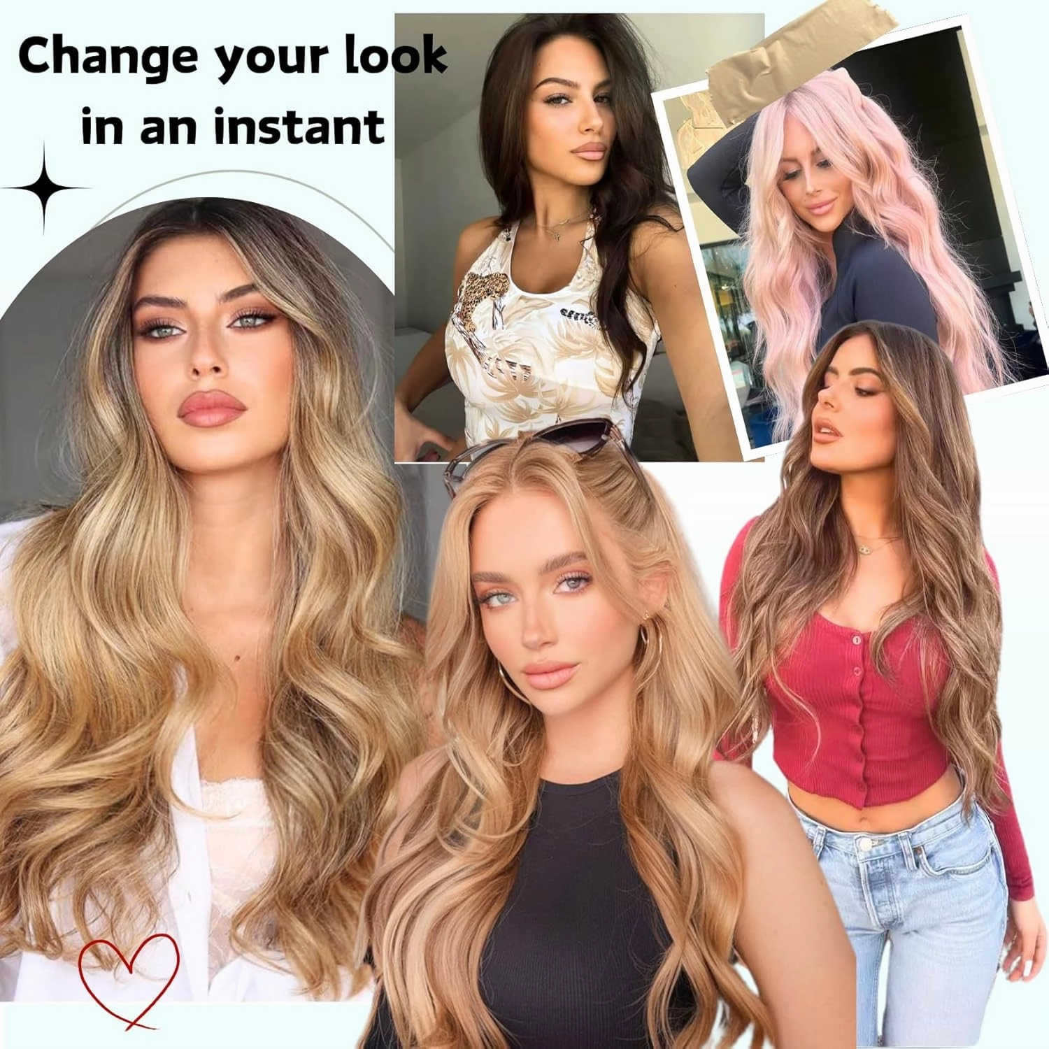 Rose Gold Pink Tape in Hair Extensions Human Hair Invisible Tape in Straight Hair Extensions 16 inch for Women