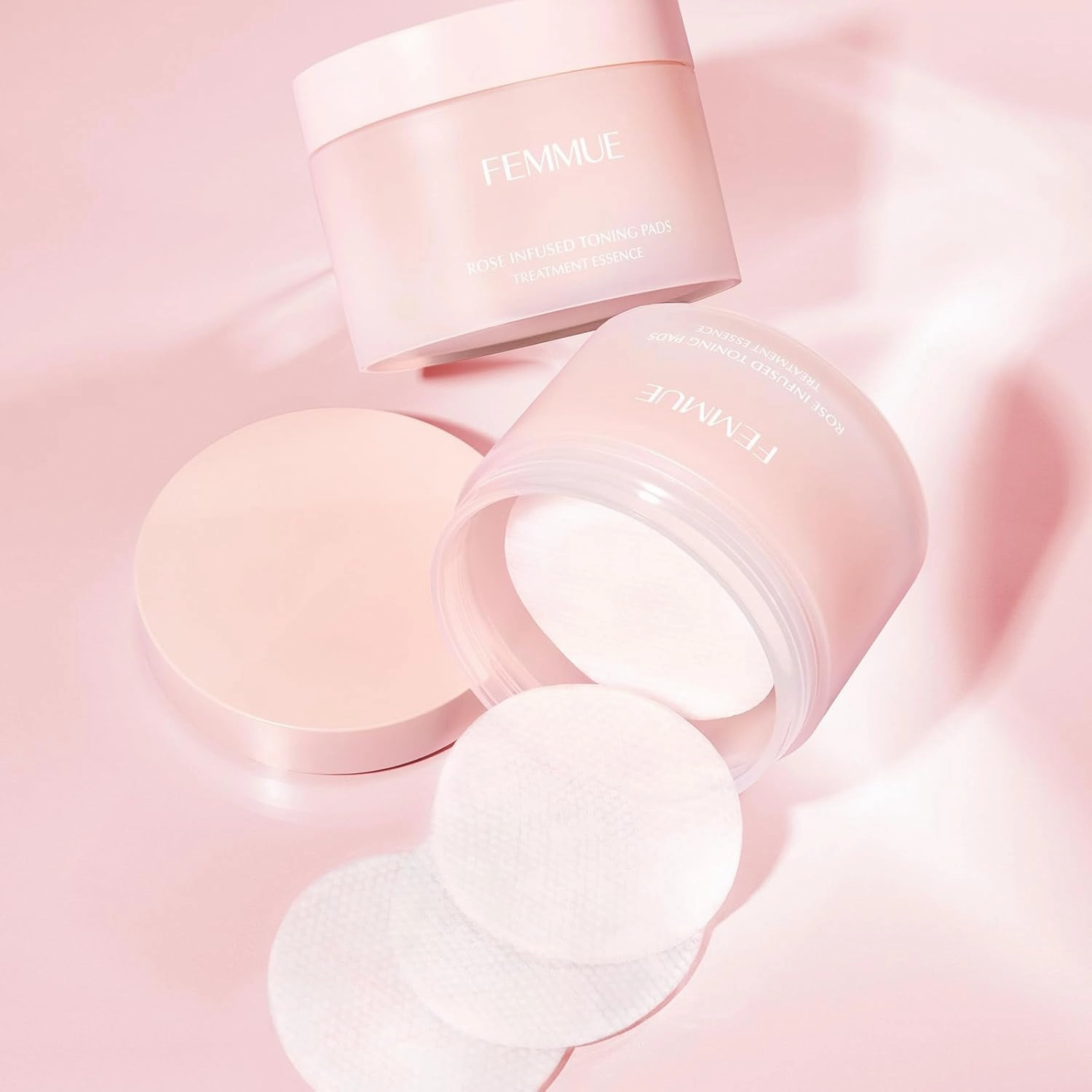 Rose Infused Face Toning Pads (60 Pack) | Daily Exfoliating Toner Cotton Rounds with Hydrating Rose Water | Korean Skin Care