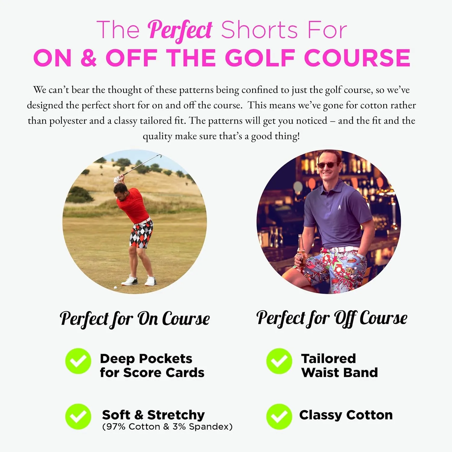 Royal & Awesome Men's Golf Shorts, Golf Shorts for Men, Golf Shorts Men