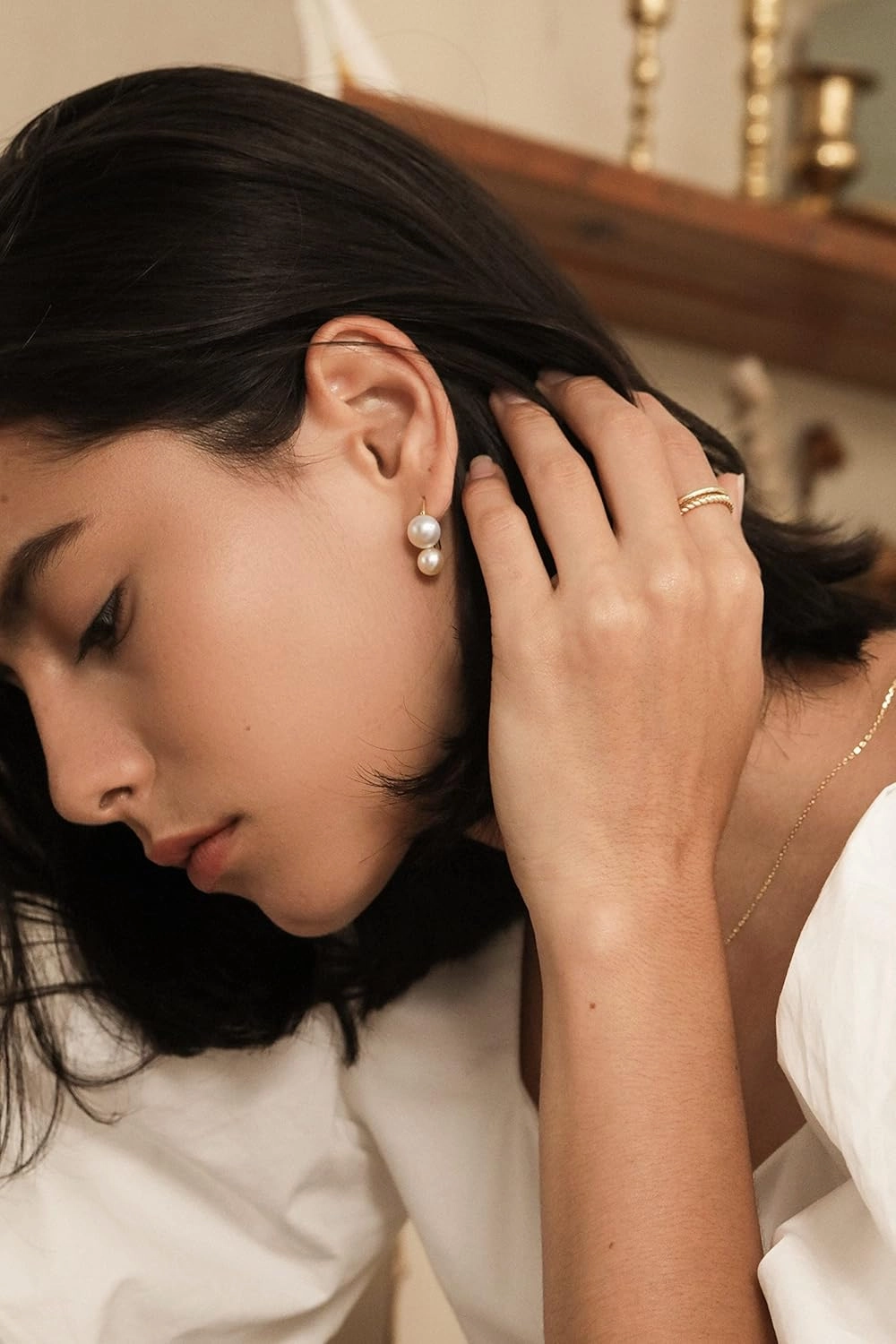 S.Leaf Pearl Drop Earrings Pearl Earrings for Women Pearl Drop Earrings Dangle Earrings for Women Earrings for Women Trendy