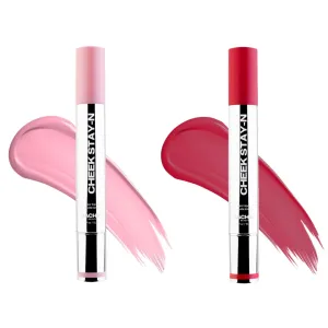 Sacheu Cheek STAY-N Liquid Blush for Cheeks — High Pigment, Buildable, Lightweight Cream Blush Infused With Squalane, for Dewy Radiant Flushed Cheeks — Long-lasting & Cruelty Free, Pretty in Pink Duo