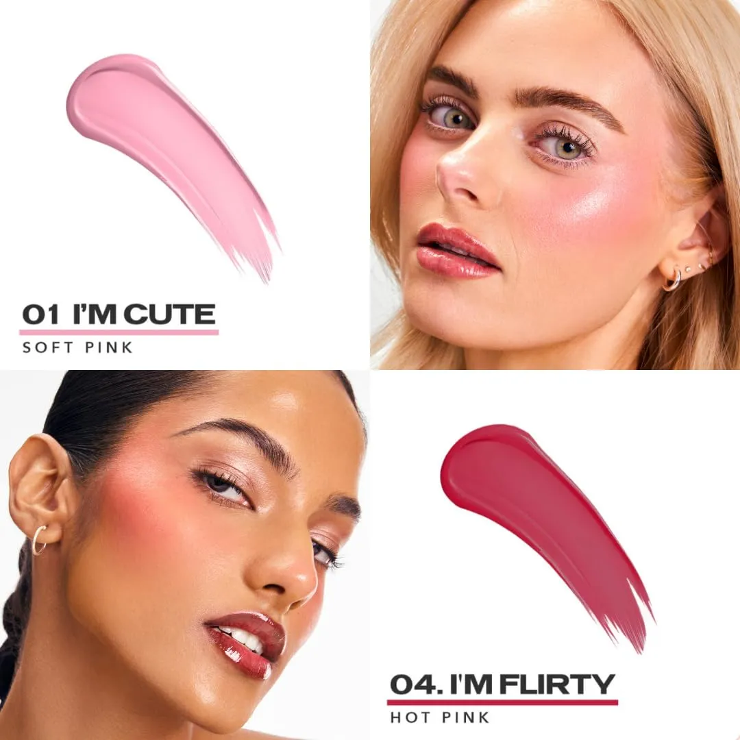 Sacheu Cheek STAY-N Liquid Blush for Cheeks — High Pigment, Buildable, Lightweight Cream Blush Infused With Squalane, for Dewy Radiant Flushed Cheeks — Long-lasting & Cruelty Free, Pretty in Pink Duo