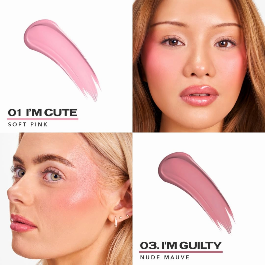 Sacheu Cheek STAY-N Liquid Blush for Cheeks — High Pigment, Buildable, Lightweight Cream Blush Infused With Squalane, for Dewy Radiant Flushed Cheeks — Long-lasting & Cruelty Free, Pretty in Pink Duo