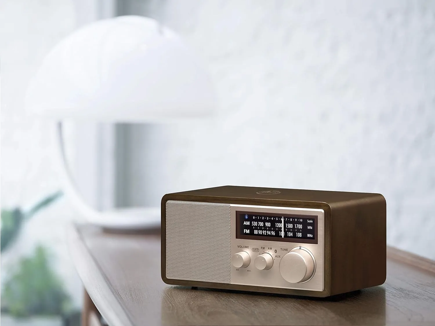 Sangean WR-16SE AM/FM/Bluetooth/Aux-in/USB Phone Charging 45th Anniversary Special Edition Wooden Cabinet Radio (Dark Walnut with Rose Gold)