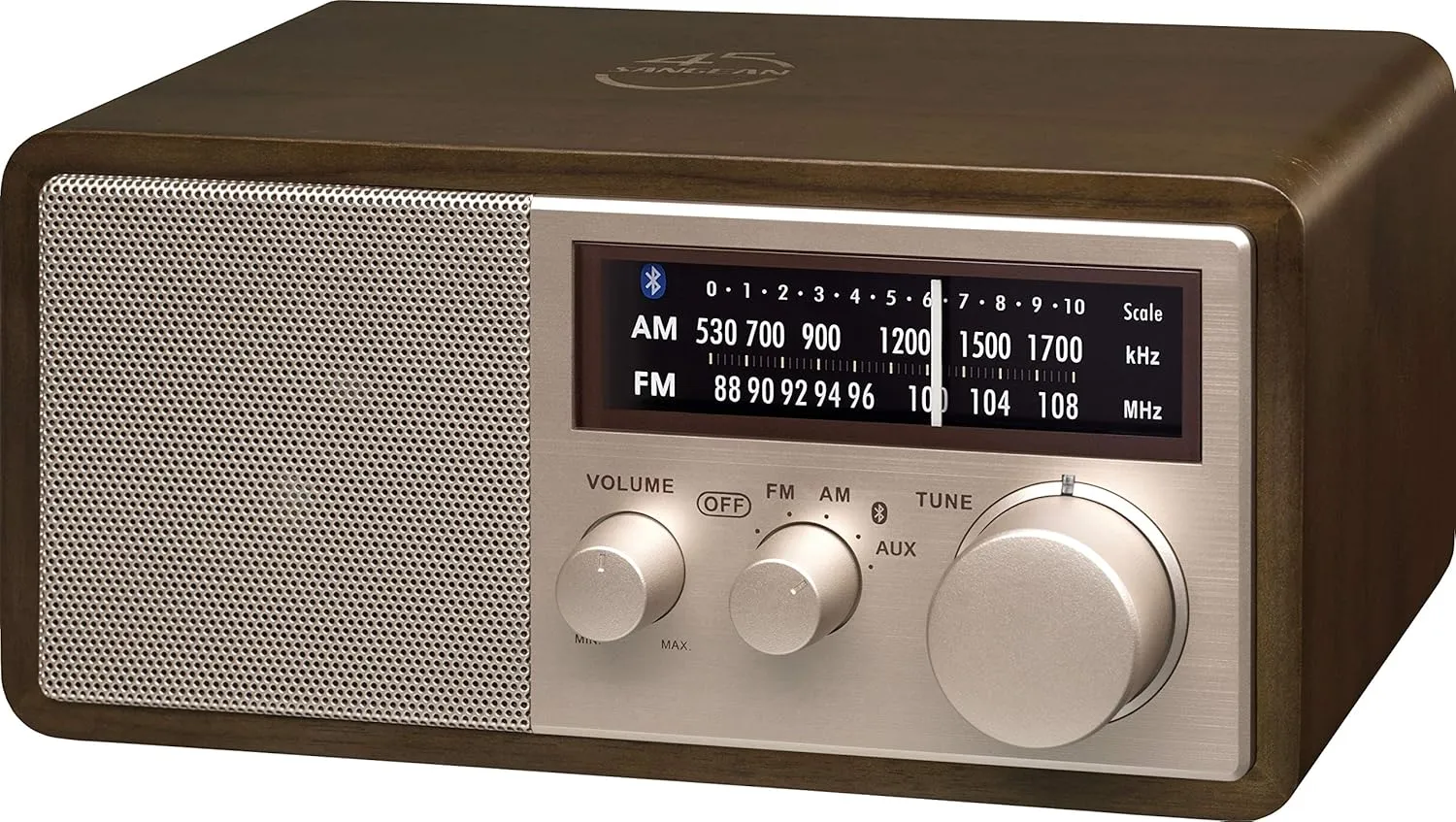 Sangean WR-16SE AM/FM/Bluetooth/Aux-in/USB Phone Charging 45th Anniversary Special Edition Wooden Cabinet Radio (Dark Walnut with Rose Gold)