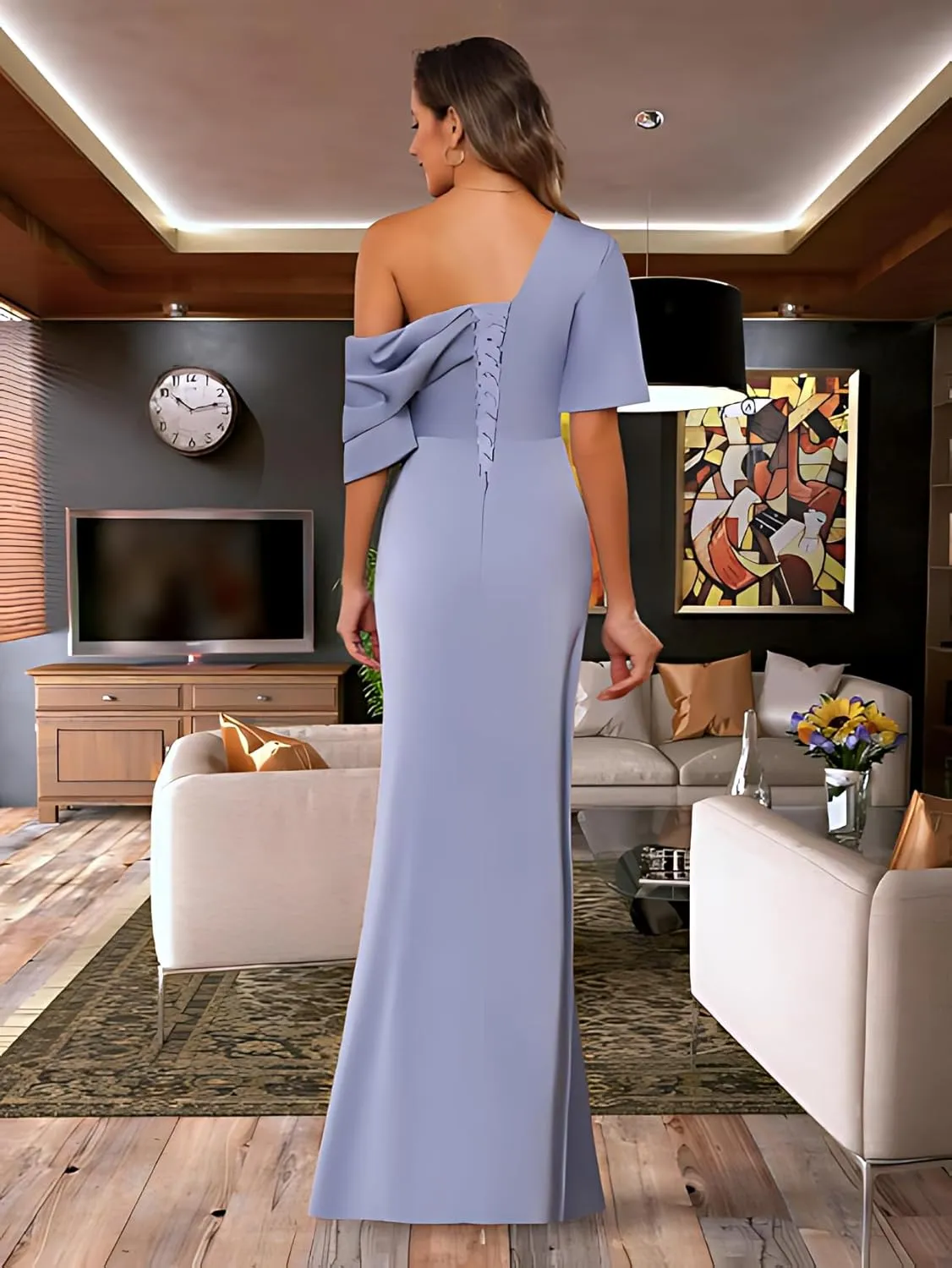 Satin Mother of The Bride Dresses for Women 2025 Mermaid One Shoulder Mother of The Groom Formal Evening Gowns