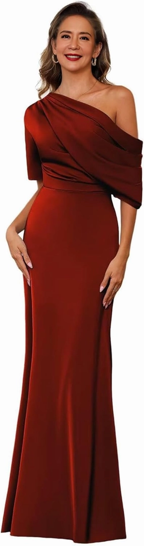 Satin Mother of The Bride Dresses for Women 2025 Mermaid One Shoulder Mother of The Groom Formal Evening Gowns