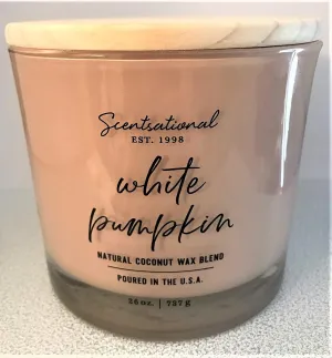Scented Coconut Wax Blend Candle White Pumpkin XL Blush Pink Jar with Wooden Lid, 26 Oz.