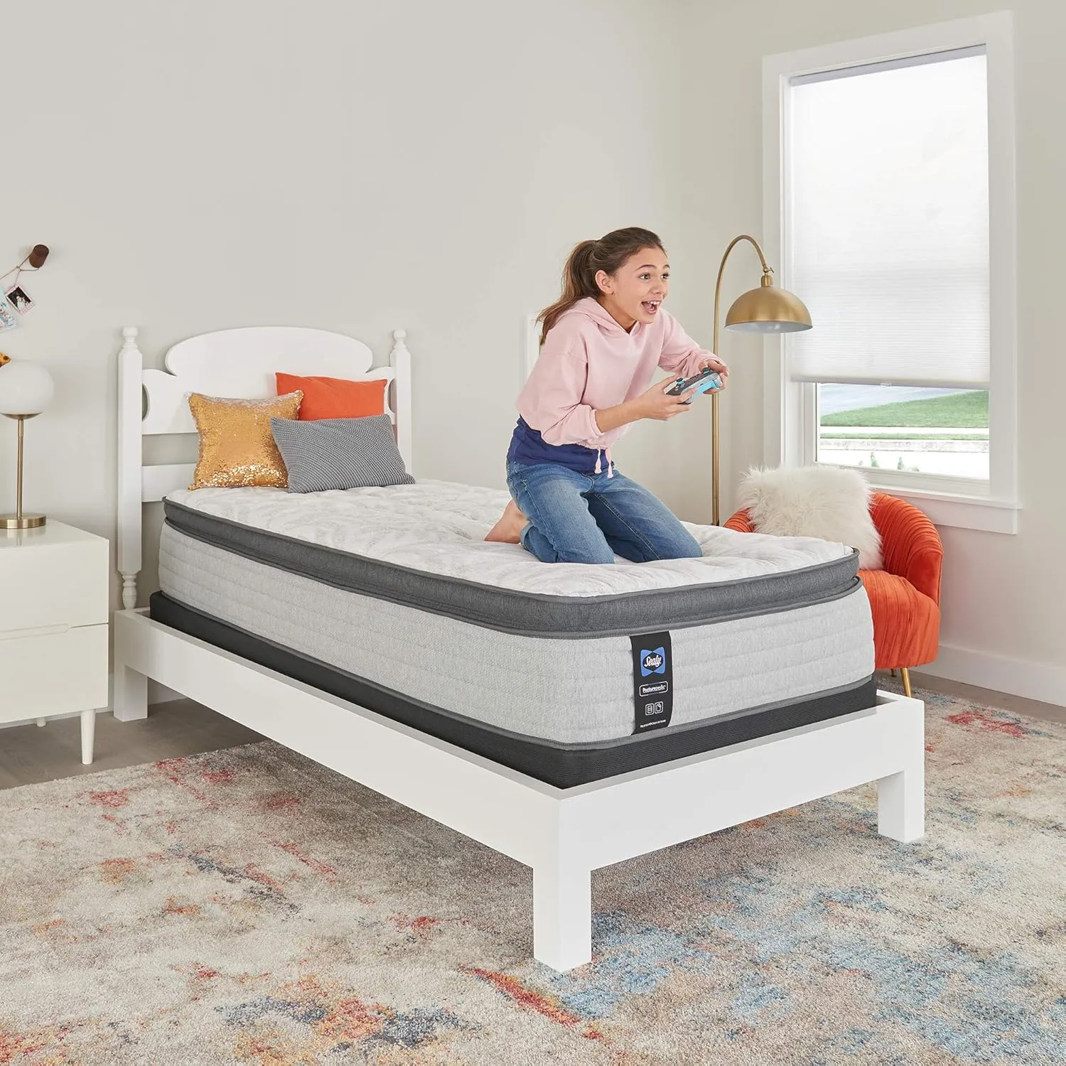 Sealy Posturepedic Spring Summer Rose Euro Pillowtop Soft Feel Mattress, Twin