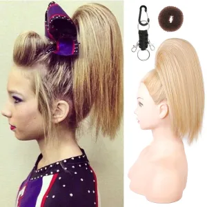 SEIKEA Cheer Ponytail Hair Piece, 10" Straight Tangle-Resistant Smooth Natural Blonde Cheerleader Hairpiece Ponytail Extension for Cheer Competition, Dance, Performance, Champagne Blonde