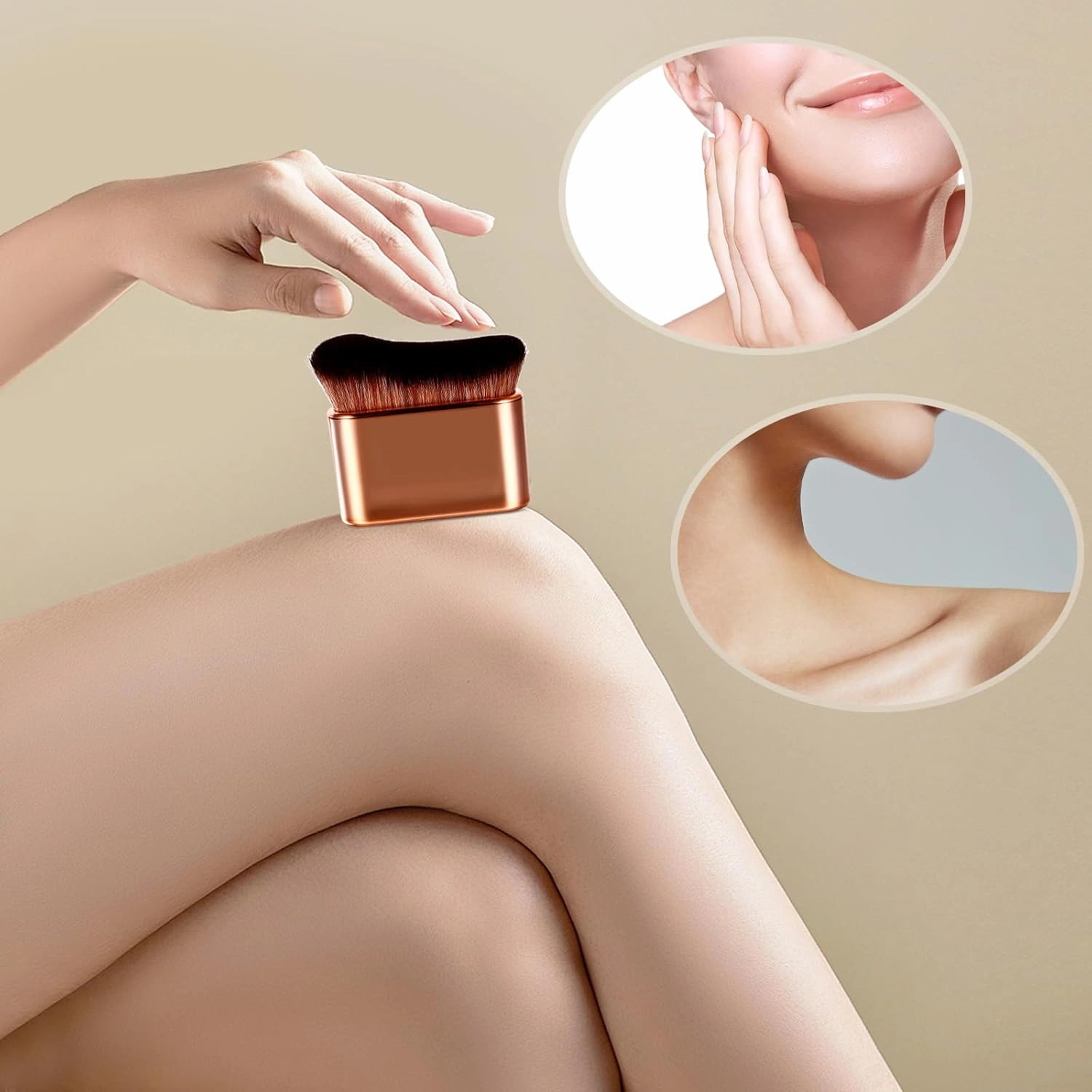 Self Tanning Brush Set: 3 Colors Beauty Body Brush Self Tanner Kabuki Brush Foundation Face Leg Body Makeup Brush Suitbable for Shine Brown Tanning Gel