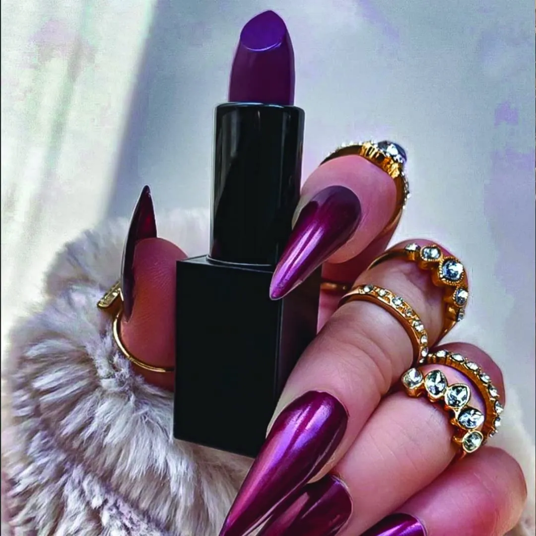 Semi-Matte Lipstick - Fierce, Deep Purple - Natural Moisturizing Ingredients for All Day Wear - Paraben-Free, Cruelty-Free, Vegan Formula - Hydrating Highly-Pigmented Lip Makeup