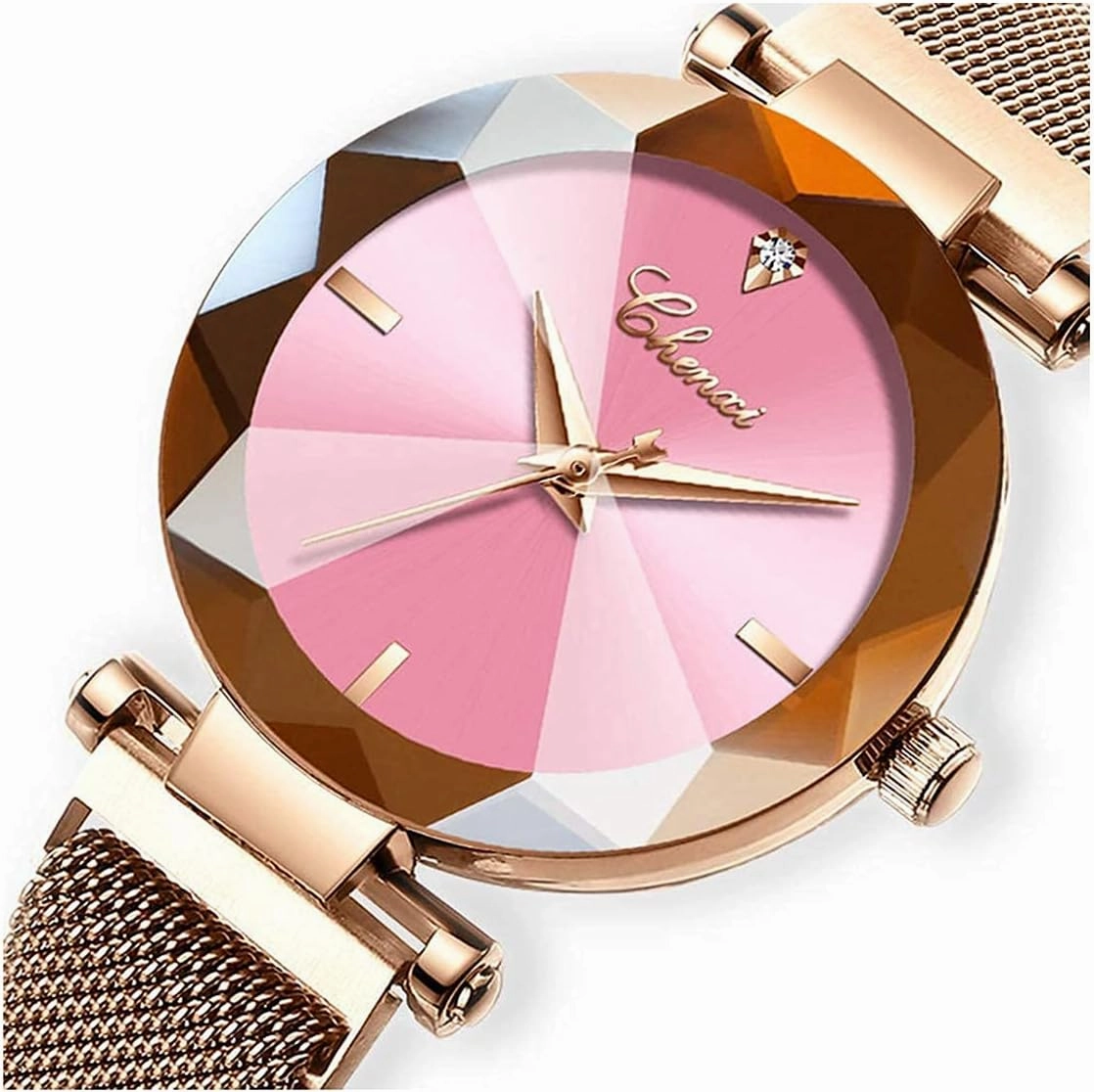 SENRUD Fashion Watches for Women Rose Gold Stainless Steel Mesh Band Watch Elegant Ladies Gifts Waterproof Wrist Watch