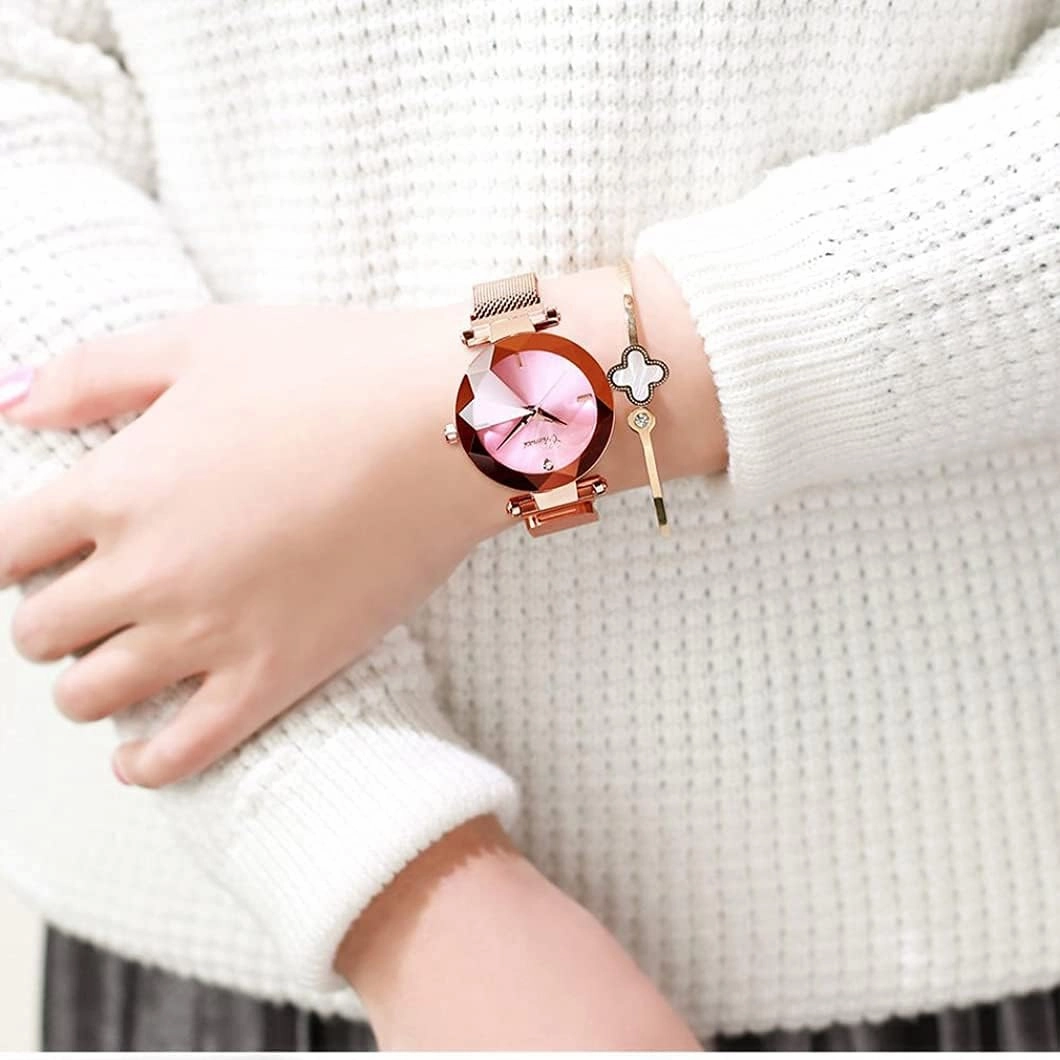 SENRUD Fashion Watches for Women Rose Gold Stainless Steel Mesh Band Watch Elegant Ladies Gifts Waterproof Wrist Watch