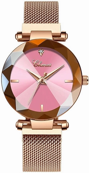 SENRUD Fashion Watches for Women Rose Gold Stainless Steel Mesh Band Watch Elegant Ladies Gifts Waterproof Wrist Watch