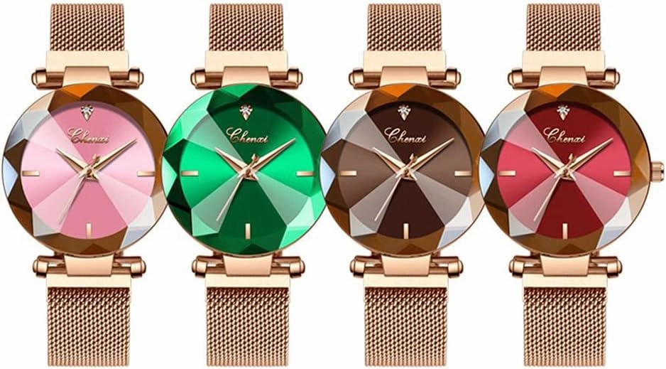 SENRUD Fashion Watches for Women Rose Gold Stainless Steel Mesh Band Watch Elegant Ladies Gifts Waterproof Wrist Watch