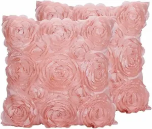 SeptCity Decorative Throw Pillow Covers for Couch Cushion Case, Romantic Love Satin Rose Wedding Party Home Decor,16 x 16 Inches Home Gift (Set of 2)- #Pink