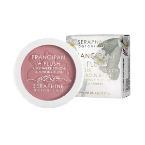 Seraphine Botanicals Blush Powder Frangipani   Flush Cashmere Touch Luminous Pigmented Blends Easily & Contours Cheeks Silky Texture Pink Lotus Extracts & Apple & Raspberry Seed Oil 3g (Chanterelle)