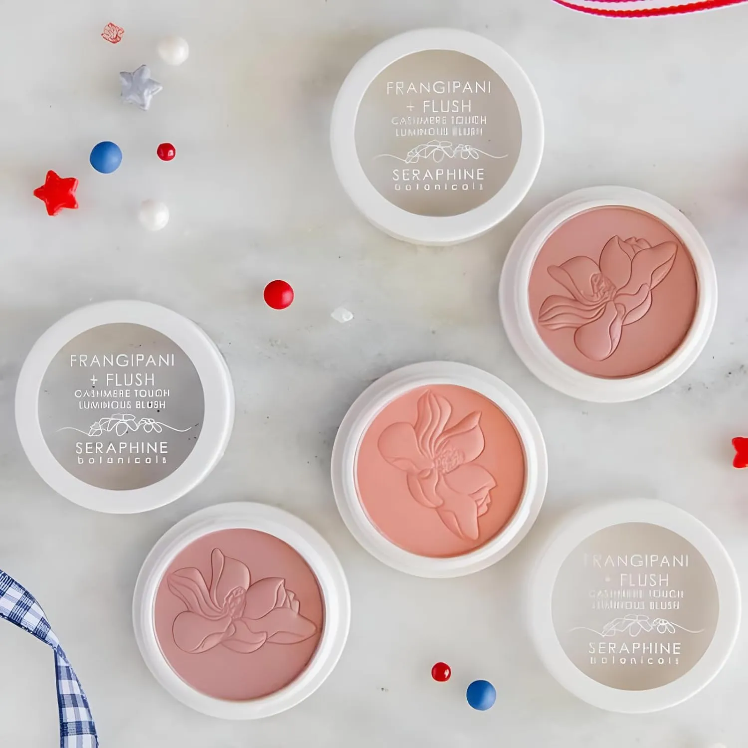 Seraphine Botanicals Blush Powder Frangipani   Flush Cashmere Touch Luminous Pigmented Blends Easily & Contours Cheeks Silky Texture Pink Lotus Extracts & Apple & Raspberry Seed Oil 3g (Chanterelle)