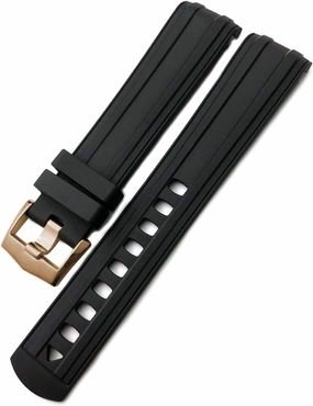 SERDAS Fluorous Rubber Watchband 19mm 20mm 21mm For Omega Seamaster 007 Rose Gold Buckle Soft Waterproof Silicone Watch Strap