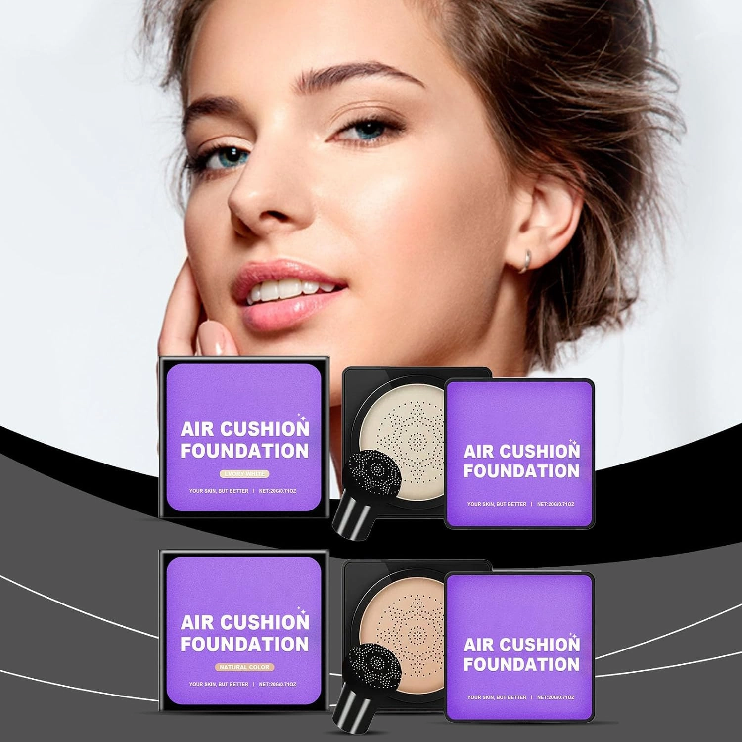 Serentia Cream Flawless Radiant Skin Instantly, Serenita BB Cream Korean, Mushroom Head Air Cushion CC Creams, Moisturizing, Long Lasting Waterproof Matte Concealer, 20g/0.71oz (Natural)