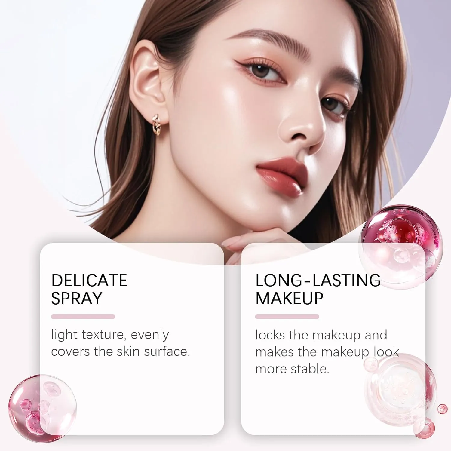 Sheer Setting Mist, Face Nighter Setting Spray With Shimmering Body Oil, Setting Mist Spf 50 Long-Lasting Moisturizing (Pink)