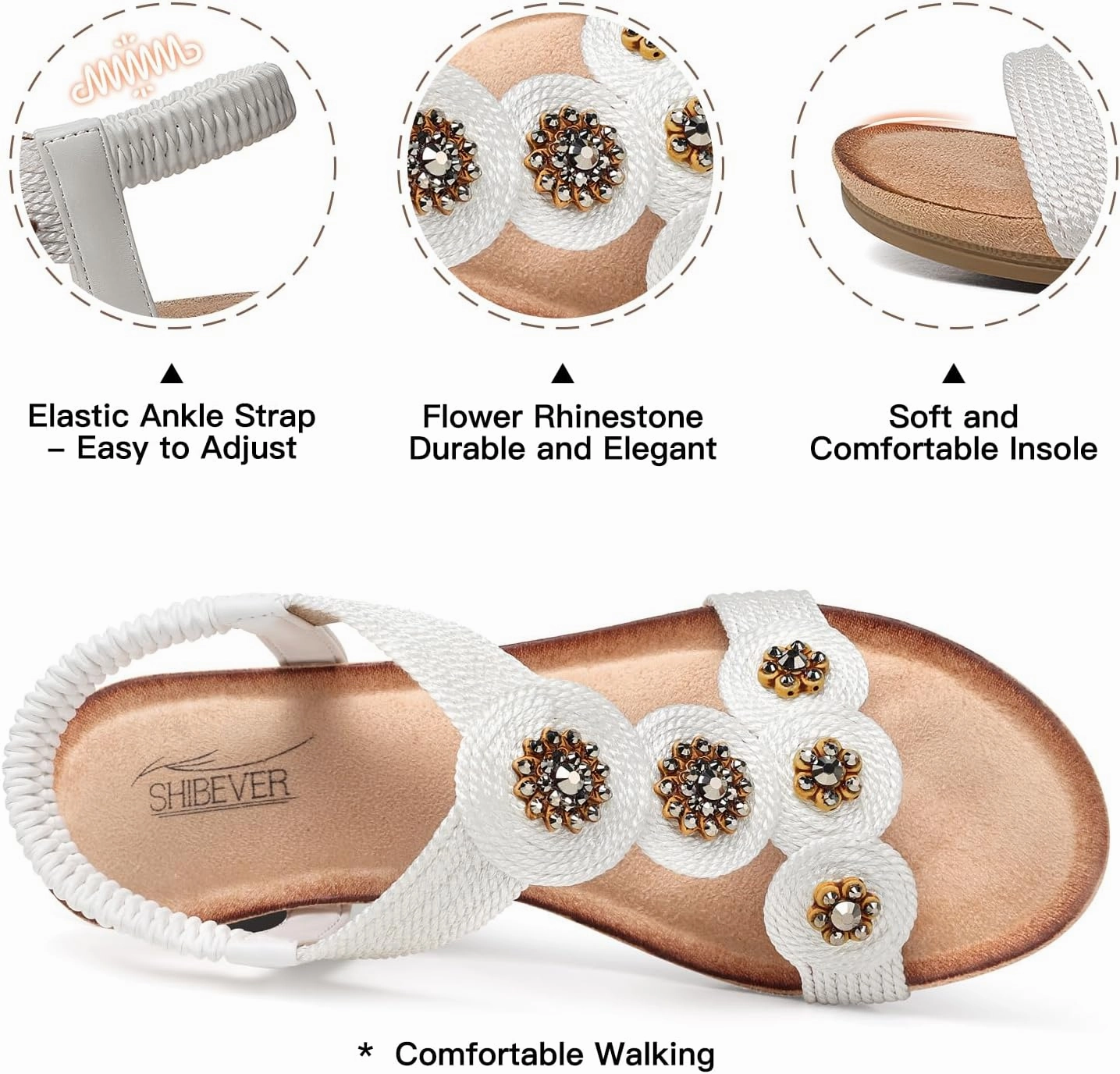 SHIBEVER Womens Sandals Wedge Low: Open Toe Elastic Ankle Strap Wedge Sandal - Dressy Sandals Women - Comfortable Summer