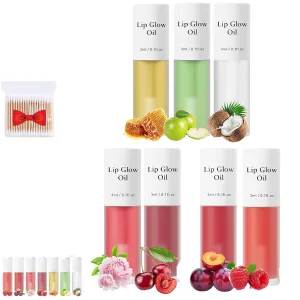 Shiftalter Tinted Lip Glow Oil, Shiny Lip Stain Long Lasting, Hydrated Lips with a Natural Glow, Hydrating Lip Glow Oil, Keep Shiny All Day with Waterproof (7Pcs)