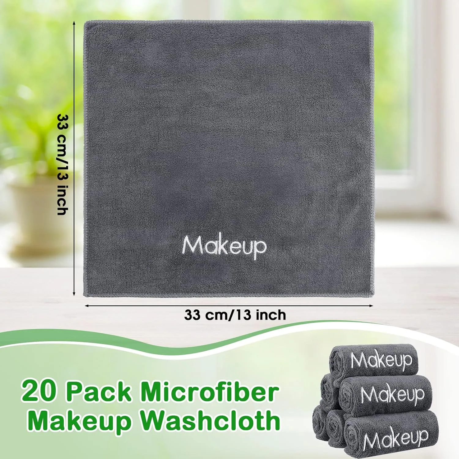 Shimeyao 20 Pack Makeup Towels Gray Makeup Washcloths for Face Microfiber Remover Cloth 13x13 Inch Quick Dry Face Towels for Cleansing Hand
