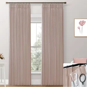 SHINELAND Blush Pink Curtains for Nursery Girl,Blackout Dusty Pink Linen Boho Pastel Cute Curtains for Bedroom Aesthetic Open Closet Without Door,2 Panel Set 96 Inches Long