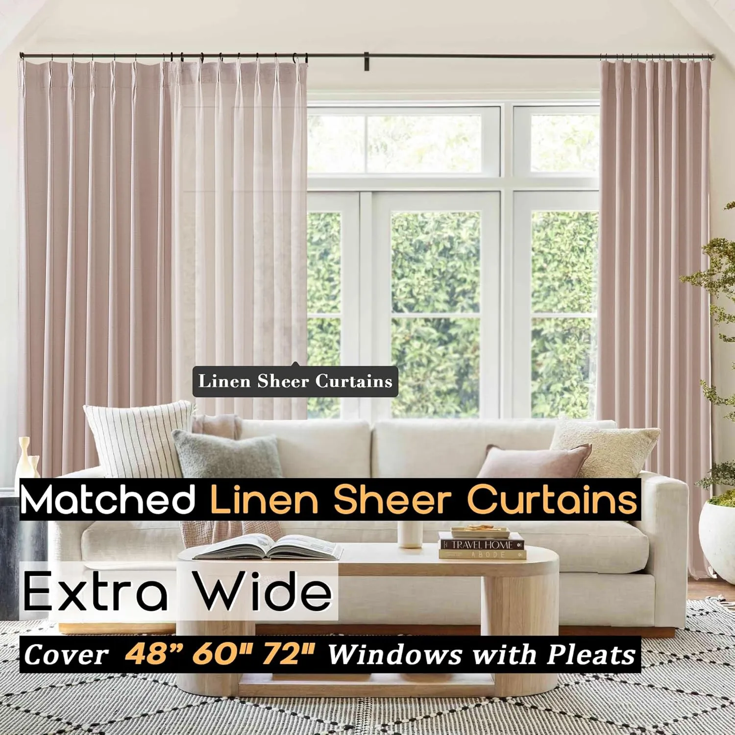 SHINELAND Blush Pink Curtains for Nursery Girl,Blackout Dusty Pink Linen Boho Pastel Cute Curtains for Bedroom Aesthetic Open Closet Without Door,2 Panel Set 96 Inches Long