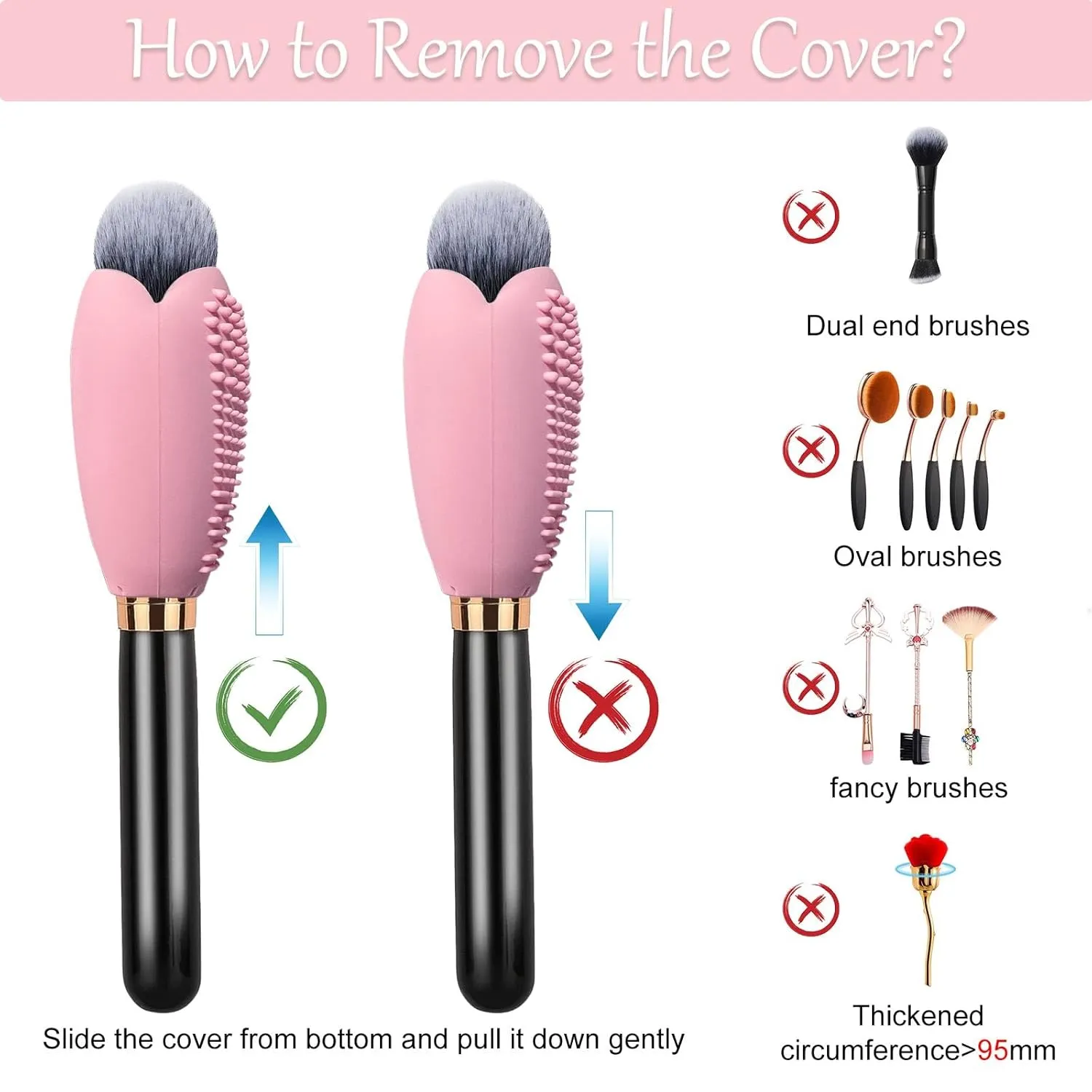 Silicone Travel Make-up Brush Holder with Cleaner Mat Pad, Organizer Case Covers for Foundation Eye Lip Brushes Storage Cleaning, Gift for Women Girl-friend Mother Wife, 5-Pcs Large   7 Small, Blue