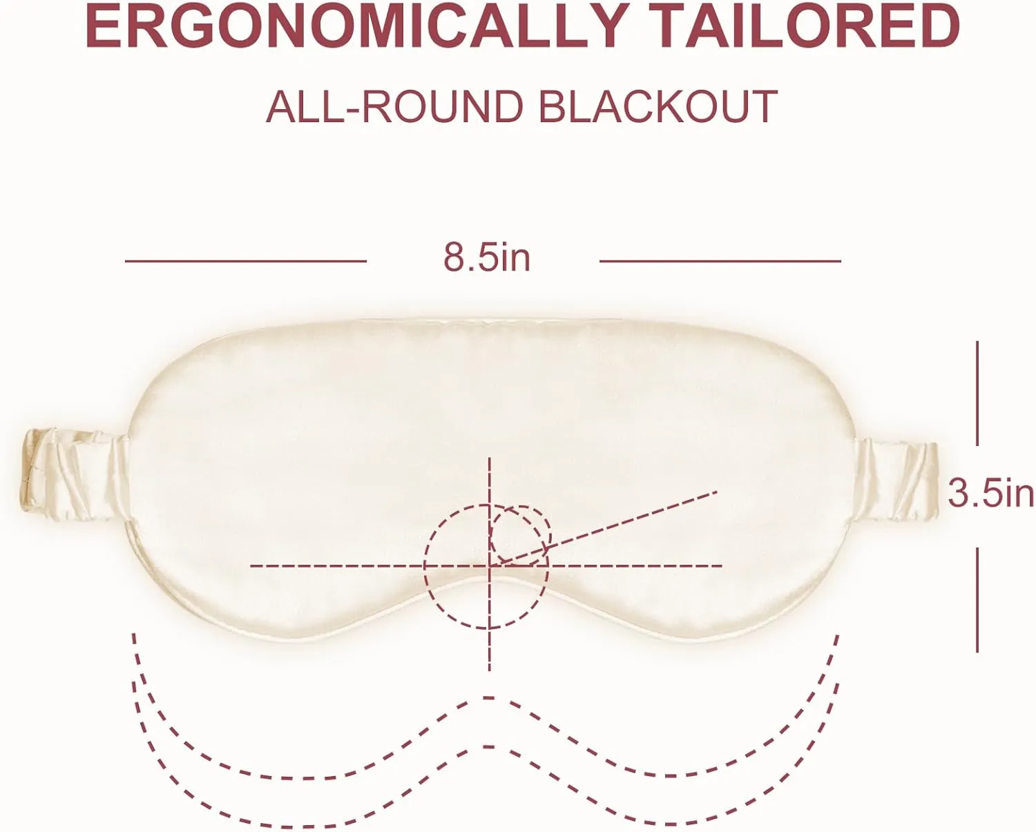 Silk Sleep Mask Eye Mask Blindfold with Double Layer Silk Filling and Elastic Strap for Full Night's Sleep, Travel and Nap, Soft Eye Cover Eyeshade with Luxury Bag and Ear Plugs (Champagne)