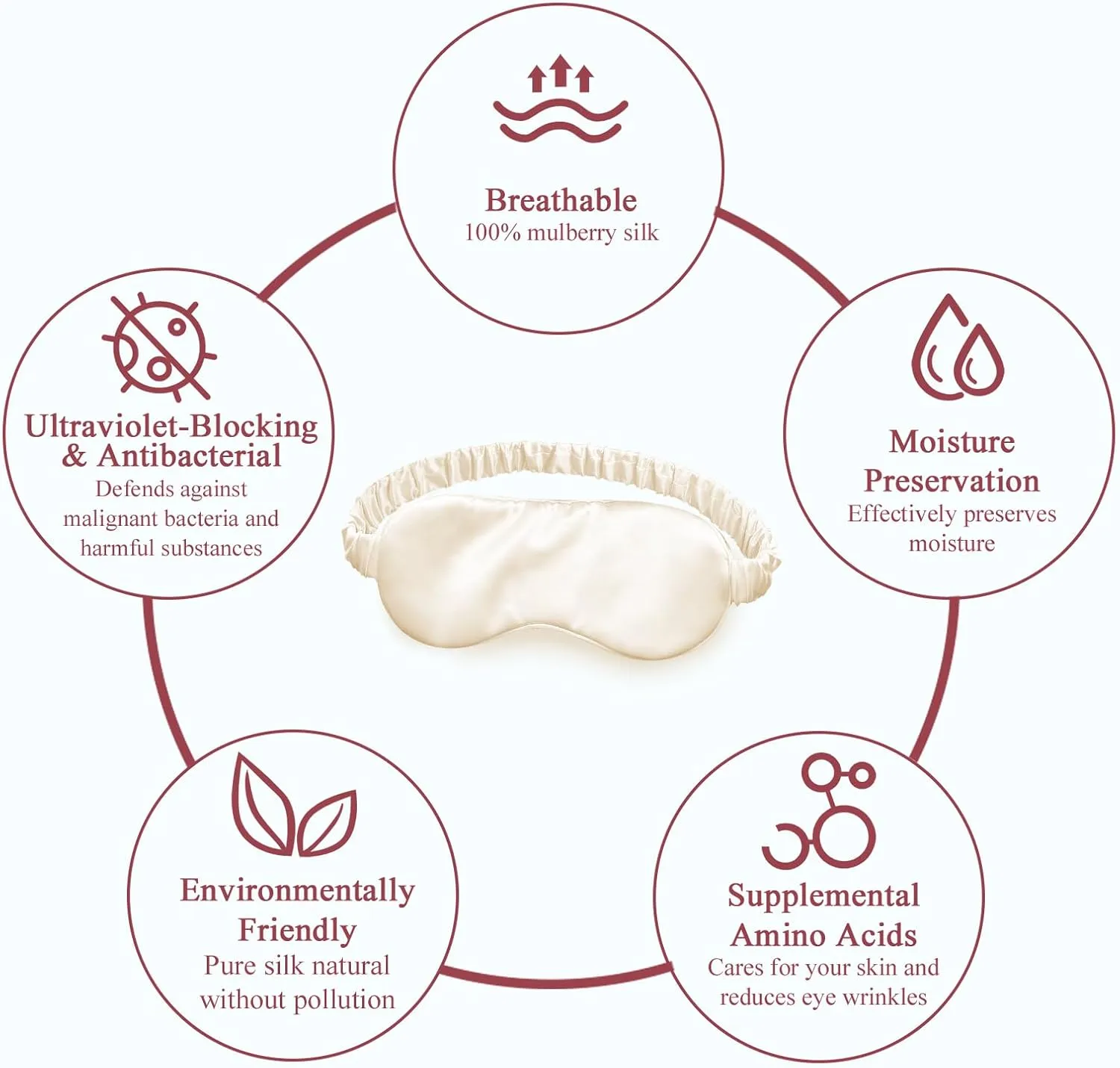Silk Sleep Mask Eye Mask Blindfold with Double Layer Silk Filling and Elastic Strap for Full Night's Sleep, Travel and Nap, Soft Eye Cover Eyeshade with Luxury Bag and Ear Plugs (Champagne)