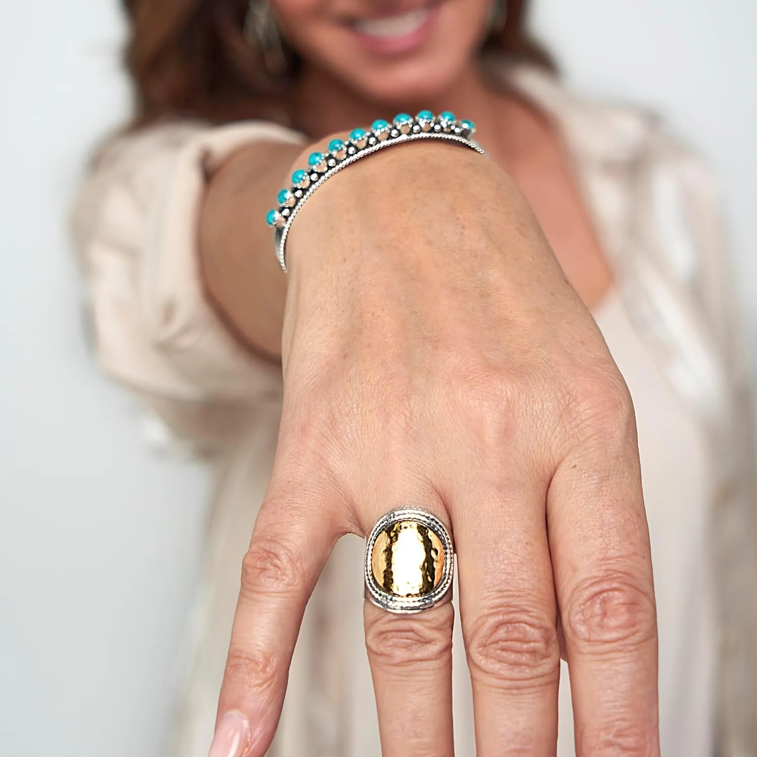 Silpada 'Golden Hour' Sterling Silver with 14K Yellow Gold Plating Ring