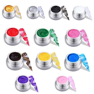 Silver can gel set: 12 color saturated pure color gel polish for gradient nail coloring gel nail polish nail set, suitable for nail art DIY French nail blush nail white pink blue nude color